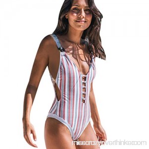 Inverlee Women Striped Floral Print One-Piece Bikini Swimwear Bathing Swimsuit Beachwear Red B07L561MTM